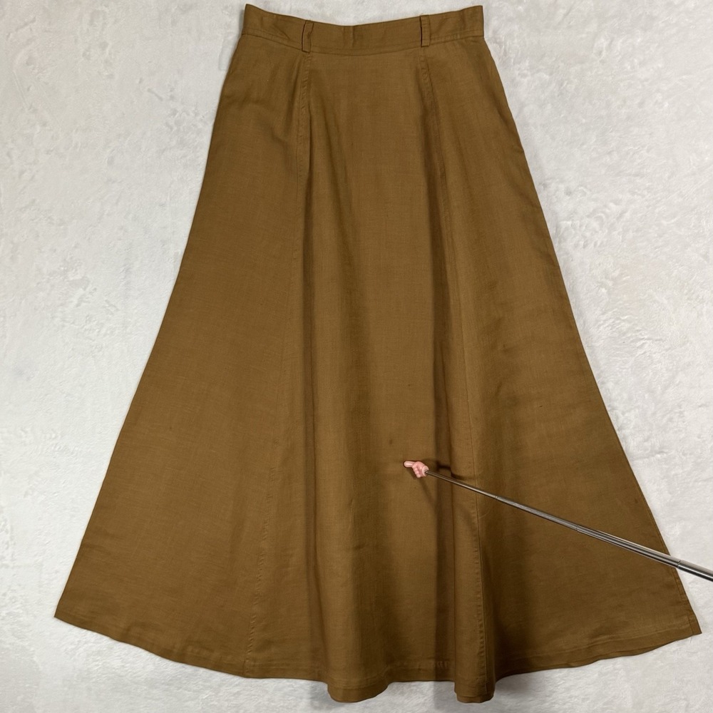 Vintage Apart Camel Brown Linen Maxi Skirt Set Size 4 XS XXS Safari Boho Neutral - Picture 16 of 16